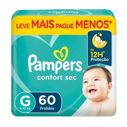 FRALDA PAMPERS CONFORTSEC GD C/60 UND FORTEBAG