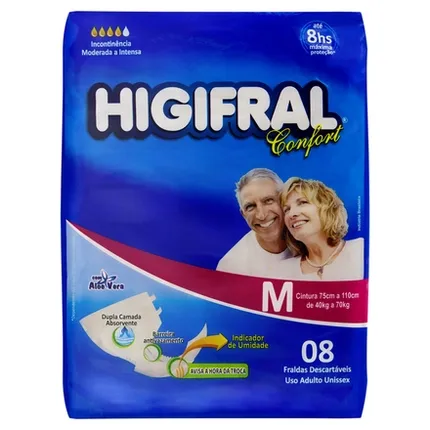 FRALDA HIGIFRAL CONFORT MD C/8 UND