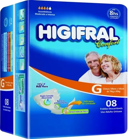 FRALDA HIGIFRAL CONFORT GD C/8 UND